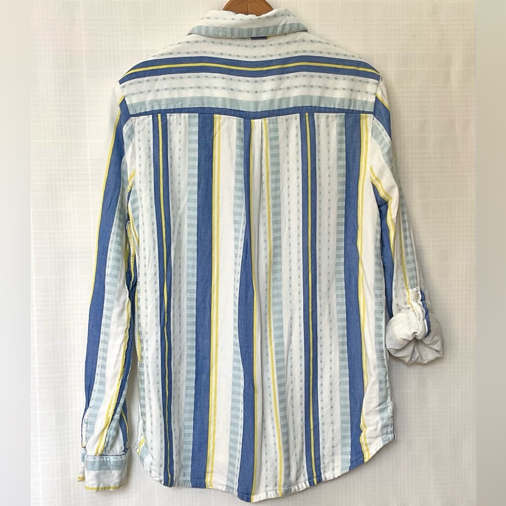 š±Splendid Blue and Yellow Button Down Shirt 100% cotton - Picture 2 of 7